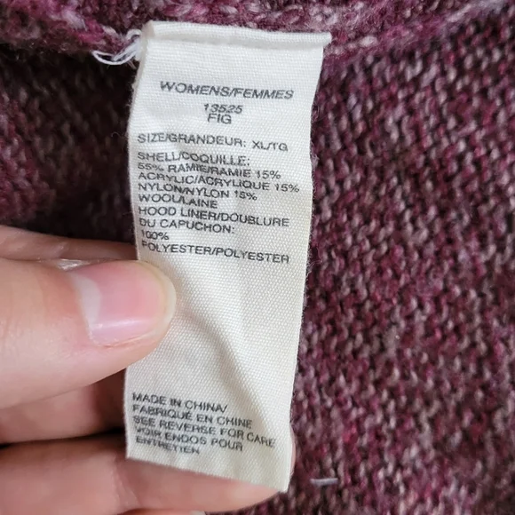 Woolrich Women's Maroon Hooded Button Front Cardigan Sweater - Picture 9 of 10